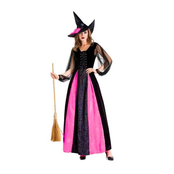 Disfraz Bruja Largo Rosa WS-1907