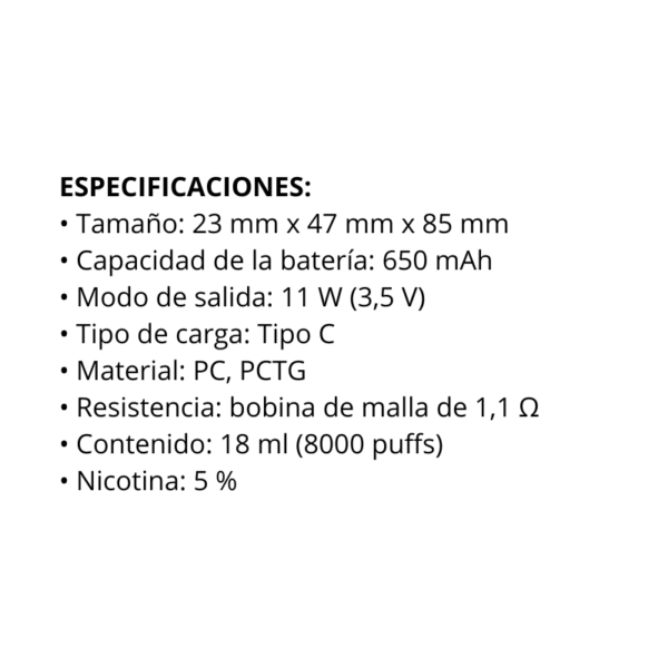 Vape IJOY Bar IC8000 Desechable - Imagen 6